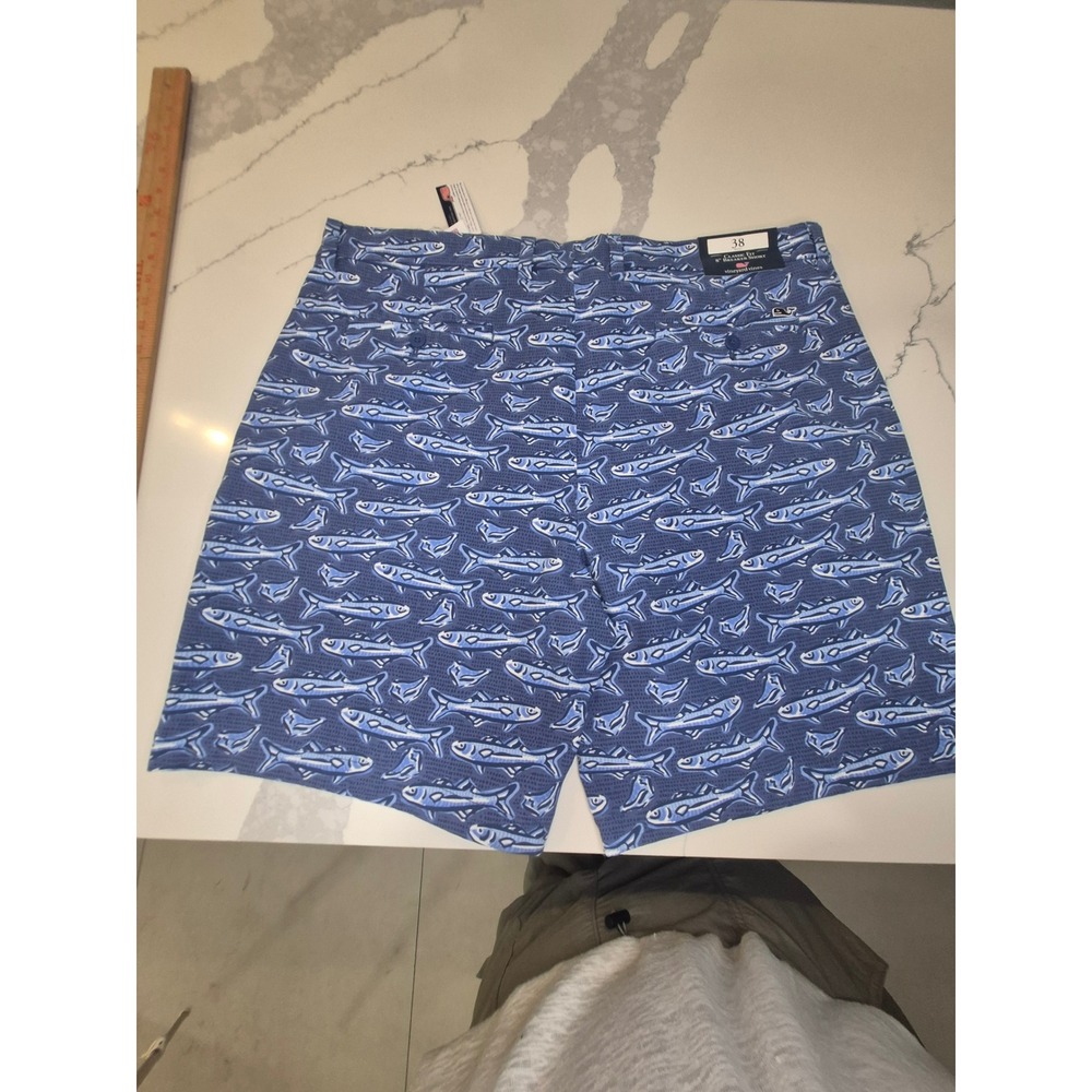 Vineyard Vines Mens 38 8 Inch Breaker Shorts Moonshine Blue Fish Print Novelty - Picture 7 of 11